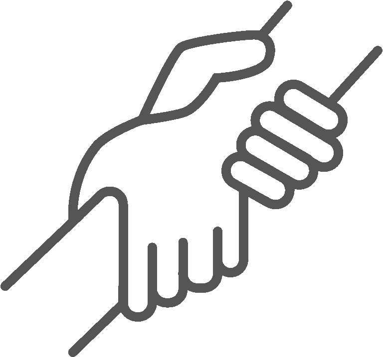 Training and Support with helping hands icon
