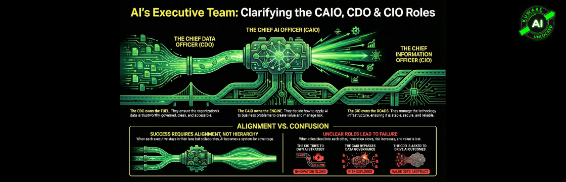 CAIO vs. CDO vs. CIO - Infographic by Kuware AI