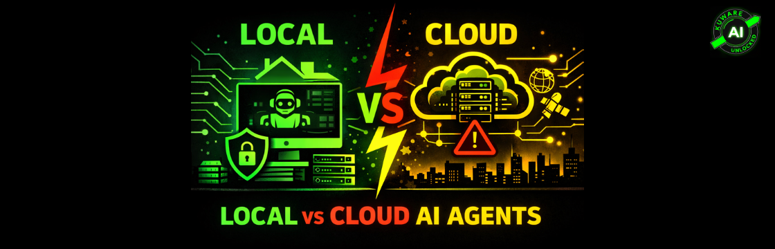 Local vs Cloud AI Agents Infographic by Kuware AI