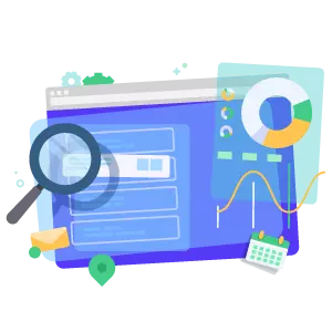 Search analytics dashboard with website metrics and performance charts
