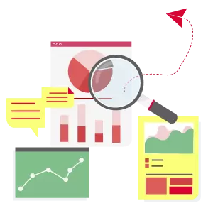 Analytics dashboard illustration with charts, reports and business insights